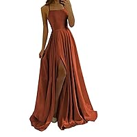 Summer Dresses for Women 2024 Maxi Floral,Women's Solid Color Evening Dress Sexy Back Hollowed Out Split Dress
