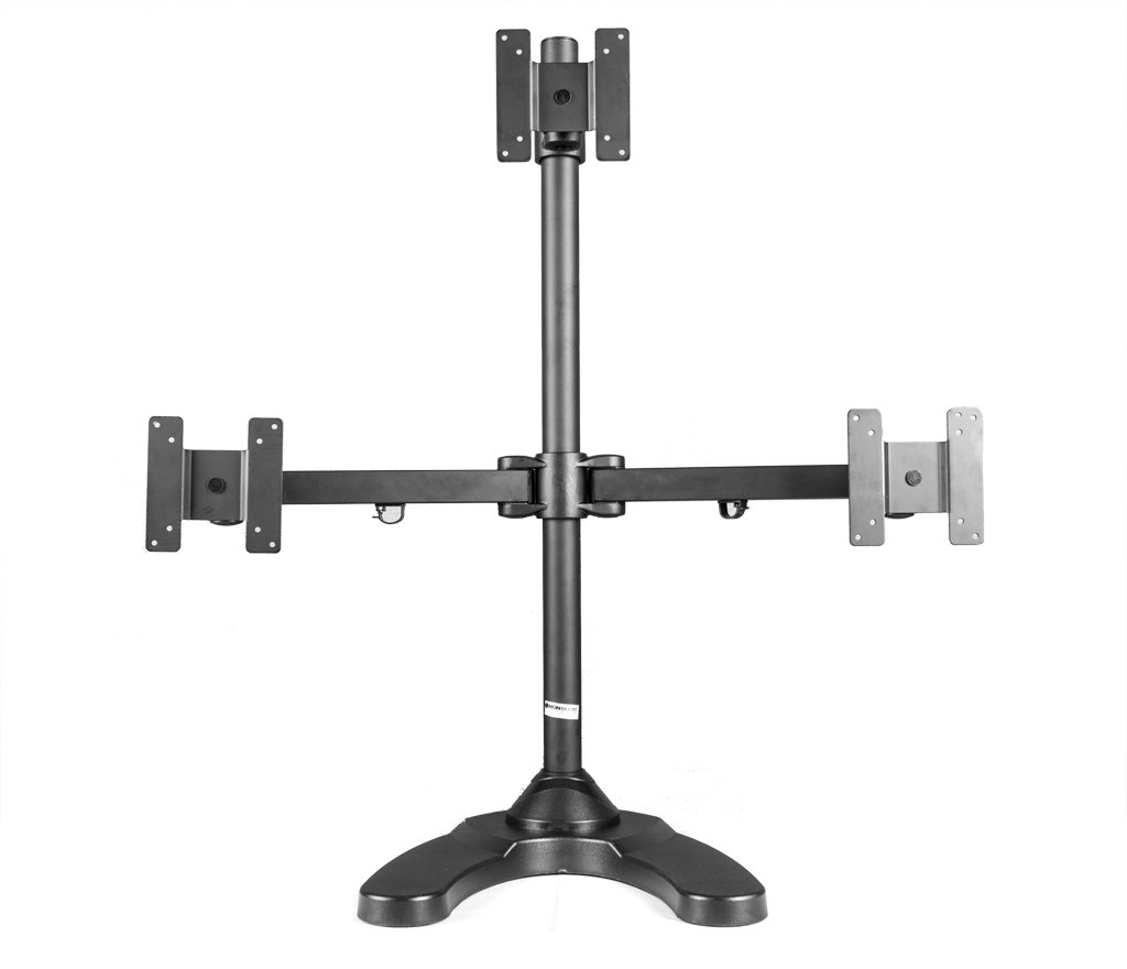 MonMount Triple Monitor Stand Freestanding Triangle Orientation Holds Up to 27-Inch Screens, Black (LCD-3501T-B)