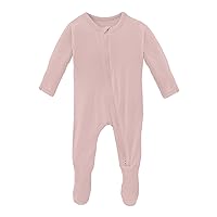 KicKee Year Round Solid Color Footie with Zipper, Comfortable Sleepwear for Babies and Kids (Baby Rose - 3-6 Months)