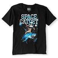 Boys' Humor Short Sleeve Space Catdet Black Graphic T-Shirt Size 8 Liliya Collection