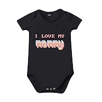 Long Sleeve Baby Color Printing I LOVE MY MOMMY Print Short Sleeved Crawl Clothes Summer Solid Color 18 Months Girl Suit