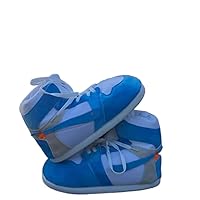 High Top Sneaker Slippers Unisex One-Size Ultra Comfy and Cozy House Fluffy Jordan Like Slippers for Men and Women (Blue,4,12)
