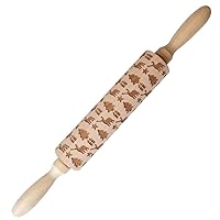 1PC christmas Baking Roller embossed rolling pin snowflake House Christmas Embossed Baking Roller non stick rolling pin christmas cookie Roller Xmas Gift Bamboo pastry 3d wooden