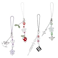 SUPERFINDINGS Cell Phone Charms with Alloy Pendants Mobile Straps with Beads Strawberry Horse Heart Flower Ghost Pumpkin Witch Star Fashion Phone Lanyard Strap Phone Chain Strap