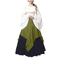 Women's Tummy Tuck Dress Oversized Irregular Ruffle Summer Dresses Goth Patchwork Front Smocked Tiered Sleeve Dress