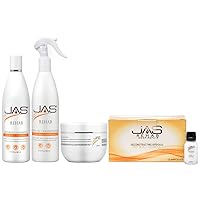 JAS Rehab Deep Repair Reconstructing Shampoo 16oz + Mask 16oz +Leave in Conditioner 8oz +Ampoules 12 * 15ml