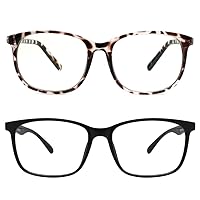 Cyxus 2 Pack Blue Light Blocking Glasses Bundles with Retro Square Computer Eyeglasses for Women Men