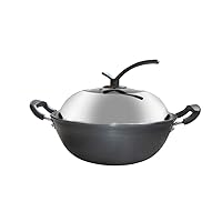 CHCDP Wok Old-Fashioned Binaural Uncoated Stainless Pig Iron Pot Thickening Deepening Induction Cooker Gas Stove Home