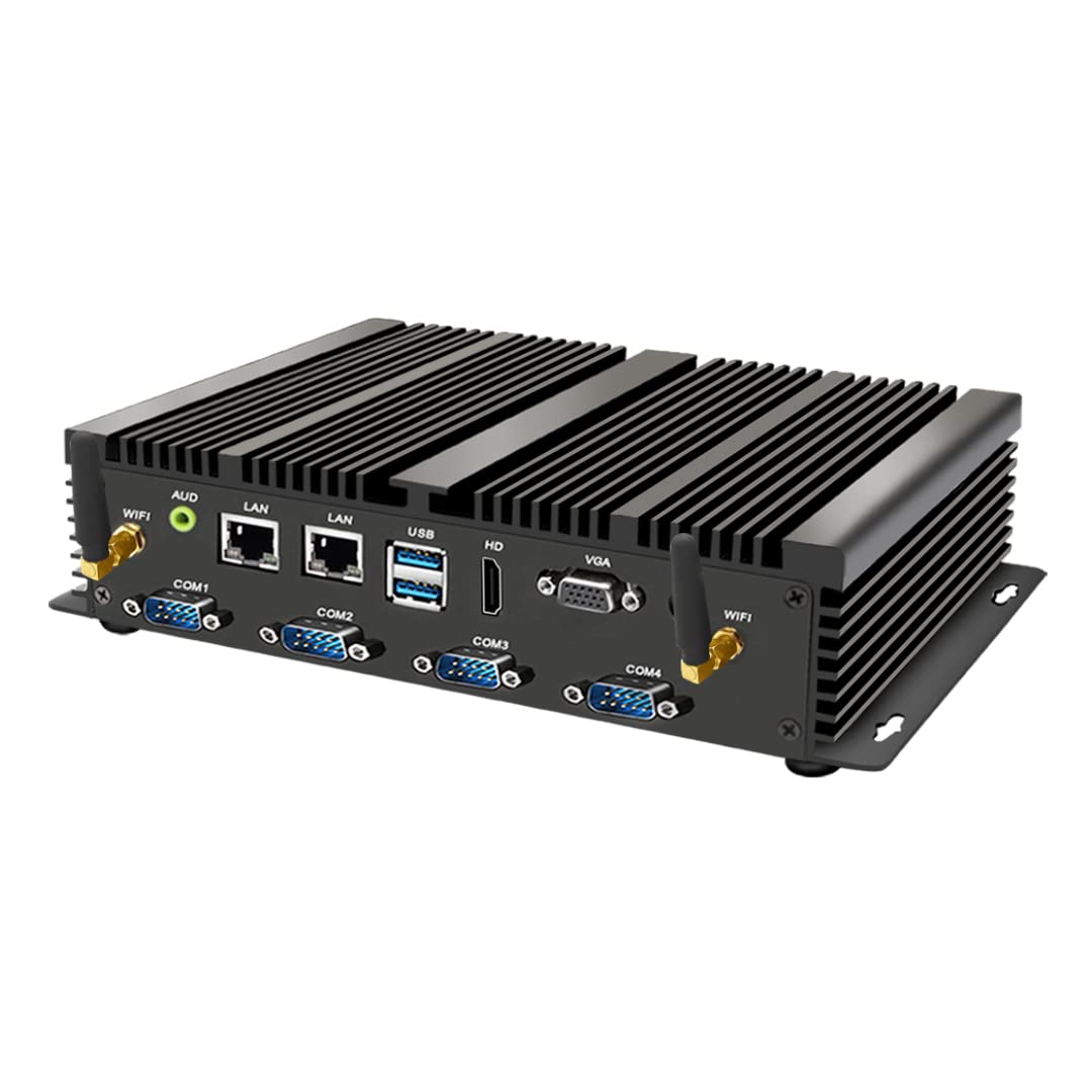 msecore Fanless Mini PC, Industrial Computer with Core i7-5500U 16G RAM 512G SSD, 1*HDMI 1*VGA, 6*COM RS232, Dual LAN, WiFi, Support Dual Display WOL, Windows 10 Pro