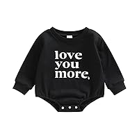 Infant Girls Boys Romper Sweatshirts Love You More Letter Print Long Sleeve Jumpsuits Spring Baby Bodysuits