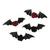 Gothic Dark Rose Hair Clip for Girls Hair Pin Barrettes Heart Wing Hair Clip Set Gothic Bat Wing Barrettes Headwear