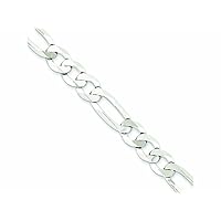 18 Inch Sterling Silver 9.5mm Polished Flat Figaro Chain Necklace
