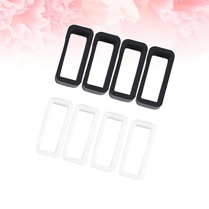 Hemobllo 8pcs Silicone Watch Band Strap Loops Fastener Rings Holders Replacement Secure Rings 18mm (Black White)