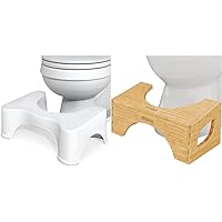 Squatty Potty The Original Bathroom Toilet Stool, 7 Inch Height, White & The Original Toilet Stool - Bamboo Flip, 7