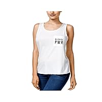 GUESS Womens Printed Pocket Tank Top, White, X-Large
