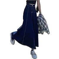Skirts Women Summer Students High Waist A-Line Denim Cowboy Basic Simple Casual Streetwear Holiday Spring