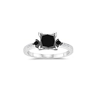 1.22-1.72 Cts Black & White Diamond Engagement Ring in 14K White Gold