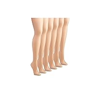 Hanes Women's Silk Reflections Non-Control Top Sheer Toe 6 Pack, C06715, Barely There, A/B