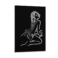Canvas Art Black And White Sexy Female Couple Canvas Painting Abstract Sex Picture Body Art Posters Canvas Painting Wall Art Poster for Bedroom Living Room Decor 12x18inch(30x45cm) Frame-style