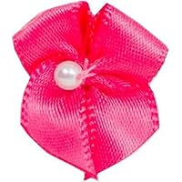 Ribbon Bows With Pearl Shocking Pink - each