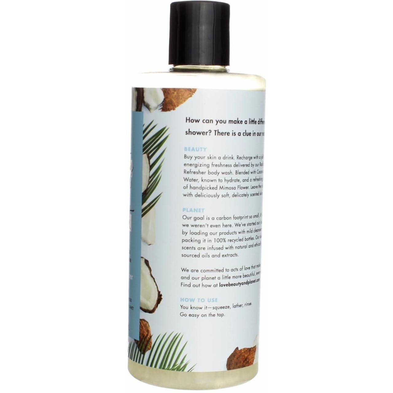 Love Beauty And Planet Radical Refresher Body Wash for Energizing Freshness Coconut Water & Mimosa Flower Hydrating Bodywash 16 oz