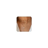 TINGN Gold Initial Necklaces for Women, 14K Gold Plated Layered Initial Necklace Dainty Paperclip Chain Necklace Cute Diamond Letter Pendant Necklace Gold Initial Necklaces for Women Girls Gifts
