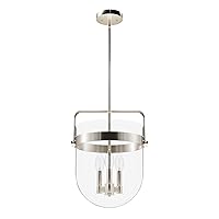 Hunter - Karloff 3-Light Brushed Nickel, Medium Size Pendant Light, Dimmable, Casual Style, Urn Shaped, for Bedrooms, Kitchens, Dining, Living Rooms - 19830