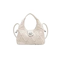 Women's Frayed Trim Denim Satchel Handbag Hobo Crossbody Bag Mini Purse White one-size