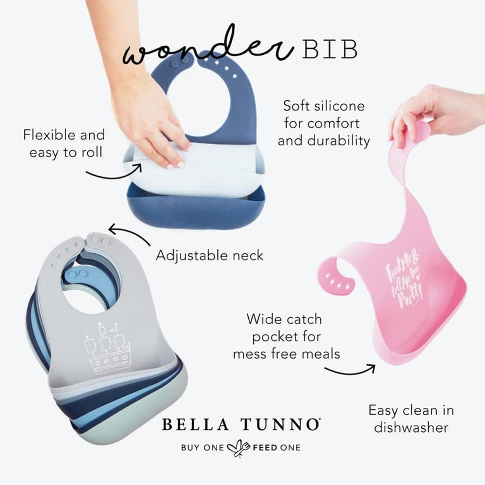 BELLA TUNNO Wonder Bib – Silicone Baby Bib for Girls & Boys, Non-toxic BPA Free Soft Silicone Bib, Waterproof, Easy to Clean
