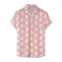 Easter Egg Hawaiian Shirts for Men Summer Casual Short Sleeve Button Down Aloha Beach Shirt Tropical Holiday T Shirts
