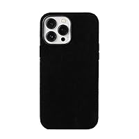 Case Soft Suede Fur Car Leather Phone Case for iPhone 13 14 Pro Max 14Pro 13Pro 13 Mini 14 Plus Magnetic Back Cover,Black,for iPhone 13Pro Max