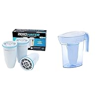 ZeroWater Official Replacement Filter 3-Pack + ZeroWater 6-Cup 5-Stage Water Filter Pitcher