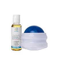 Arnica Coconut Lymphatic Drainage Massage Oil 2oz & Fibro Roller Lymphatic Drainage Massage Roller Ball Bundle, for Fibrosis Treatment, Manual Lymph Drainage & Post Surgery Recovery