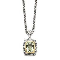 925 Sterling Silver Bezel Polished Lobster Claw Closure Fancy Lobster Closure With 14k Green Amethyst Necklace Measures 20mm Wide Jewelry for Women