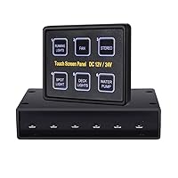 12V/24V 6 Gang LED Capacitive Touch Control Screen Switch Panel Slim Box With 15Pin VGA Tranmission Cable for Car Marine Boat