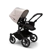 Bugaboo Donkey 5 Mono Complete Single Stroller Converts to Side-by-Side Double Stroller, Multiple Seat Positions - Black/Midnight Black-Misty White