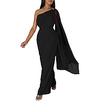 SNKSDGM Women's Notched V Neck Sleeveless Jumpsuits Bohemian Solid Color Straps Fit And Flare Long Pant Jumper with Pockets