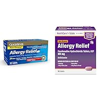 GoodSense Allergy Relief Loratadine 10mg 365Ct, HealthCareAisle Fexofenadine Hydrochloride 180mg 90Ct Allergy Relief