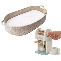 Cozy Moses Changing Basket for Babies + Montessori Toy Coffee Maker for Kids Bundle