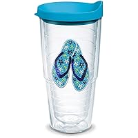 Tervis Sequins Flip Flops Made in USA Double Walled Insulated Tumbler Cup Keeps Drinks Cold & Hot, 24oz, Clear