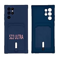 Phone Case Designed for Samsung Galaxy S22 Ultra 5G Case with Protection Camera Lens Soft Silicone Card Holder Slot Shockproof Protective galaxys22ultra s22ultra5g for Men Women Cases Cover Blue
