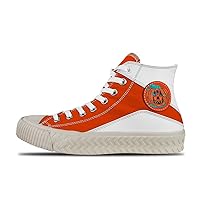 Popular graffiti-03,Orange Custom high top lace up Non Slip Shock Absorbing Sneakers Sneakers with Fashionable Patterns