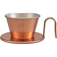 Kalita TSUBAME & Kalita WDC-155 Wave Series Coffee Dripper, Copper, Made in Japan, For 1 to 2 People