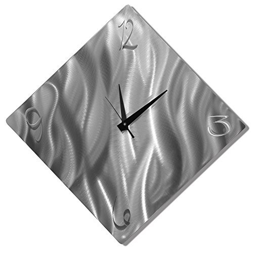 Silver Metal Decorative Wall Clock, Abstract Modern Clock for Living Room or Kitchen, Jon Allen Metal Art, Final Countdown Clock