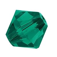 100pcs Authentic Preciosa 3mm (0.12 Inch) Small Loose Faceted Bicone Crystal Beads Emerald Green Compatible with Swarovski Crystals 5301/5328 Pre-B324