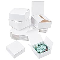 PH PandaHall 30pcs White Gift Box 3.5x3.5x1.5 Inch Kraft Paper Box Packing Cardboard Box Favor Treat Boxes Small Foldable Paper Gift Box for Candy Soap Tea Light Wedding Shower Valentines Christmas