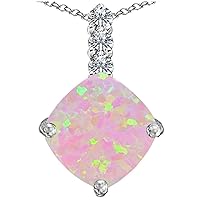 Sterling Silver Large 12mm Cushion-Cut Pendant Necklace