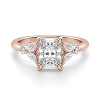 14K Solid Rose Gold Handmade Engagement Ring 1.00 CT Radiant Cut Moissanite Diamond Solitaire Wedding/Bridal Ring for Woman/Her Promise Ring