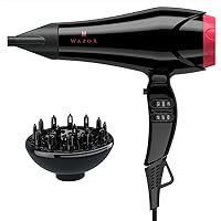 PRO Powerful Hair Dryer with Diffuser Drying Hair Fast, 1875W AC Motor Ionic Blow Dryer with Less Frizz, Shine and Salon, 3 Heat/ 2 Speed, ALCI Plug, Black