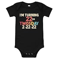 I'm Turning 22 On Twosday Birthday Baby One Piece Short Sleeve Shirt 1